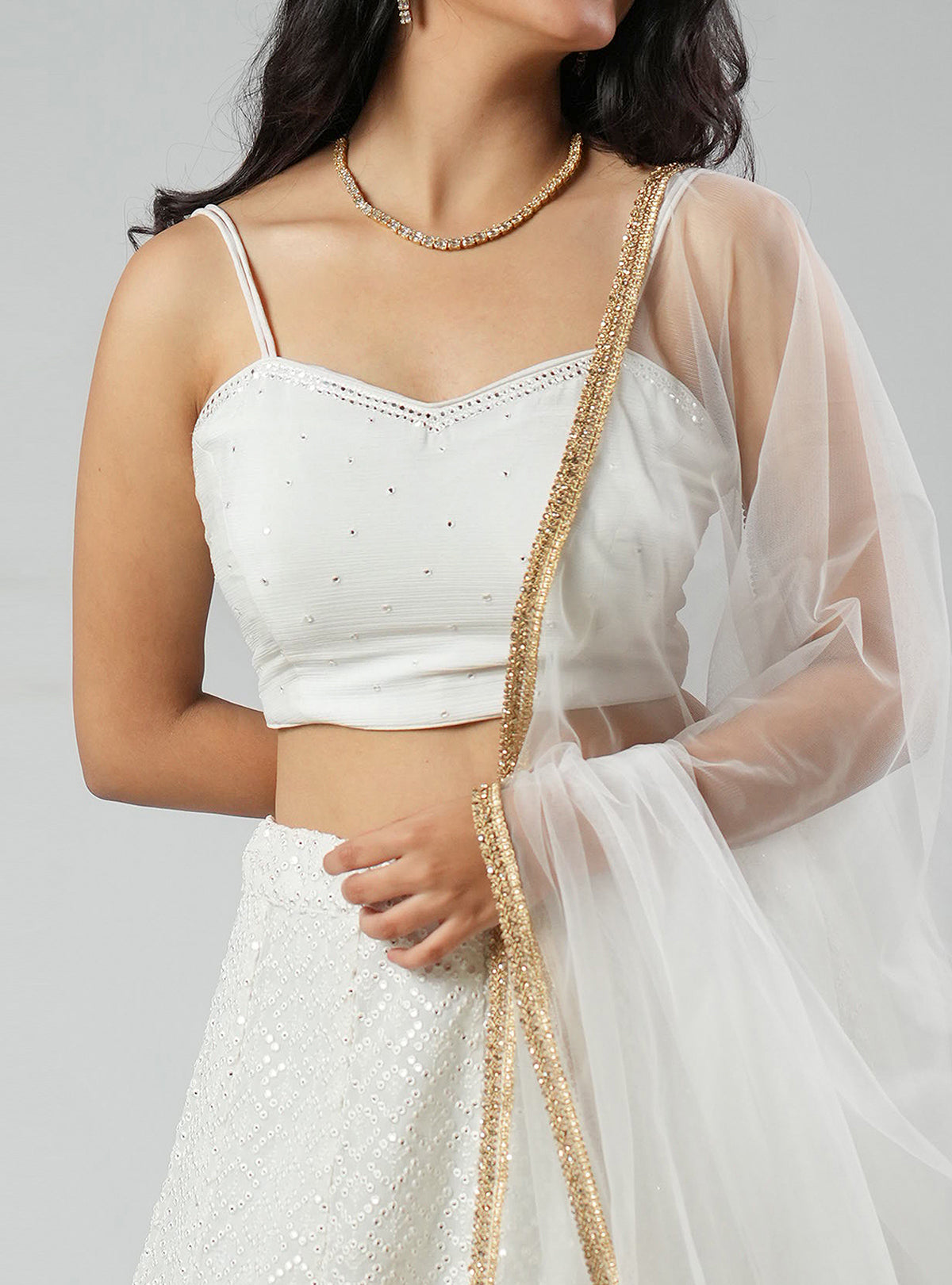 Sitara - White Net Dupatta