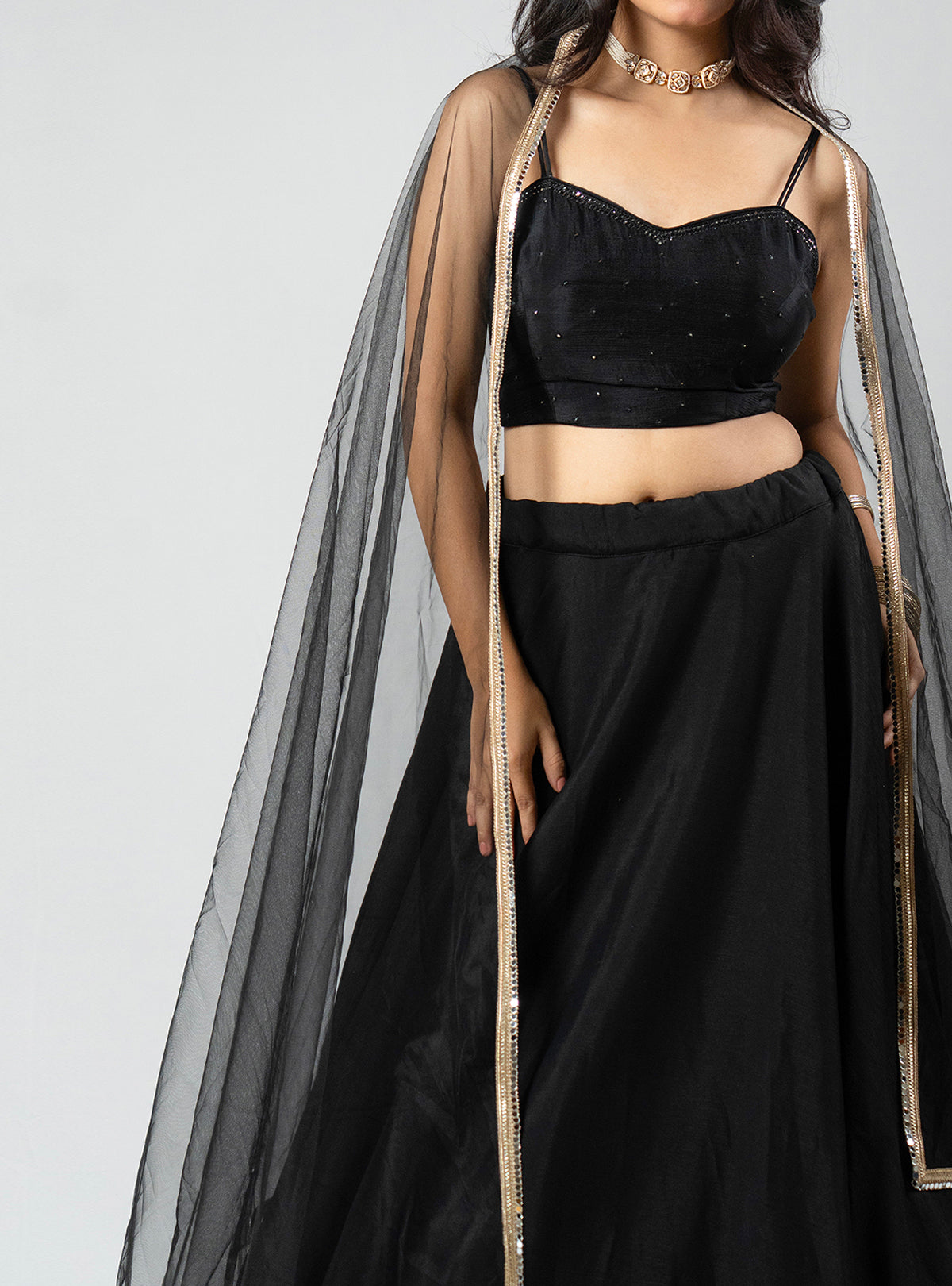 Khwab - Black Net Dupatta