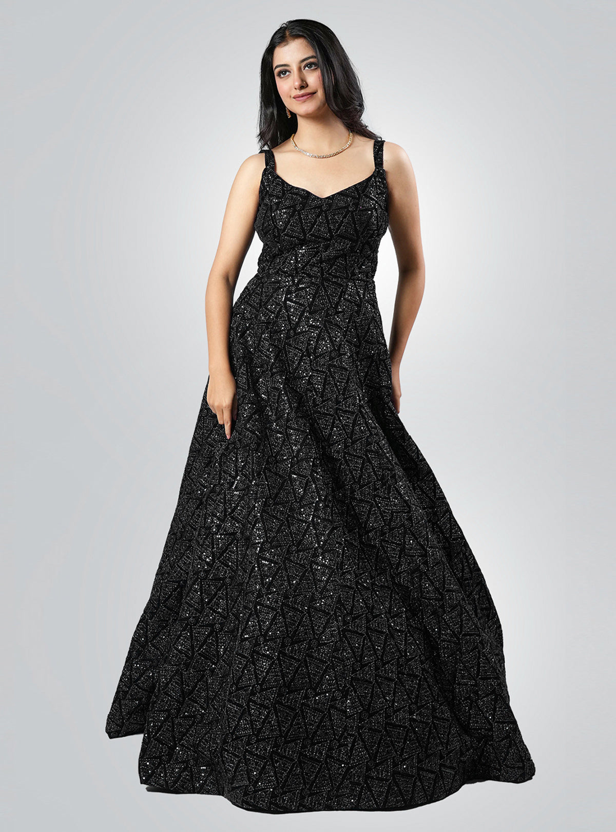 Saira - Black Shimmer Gown