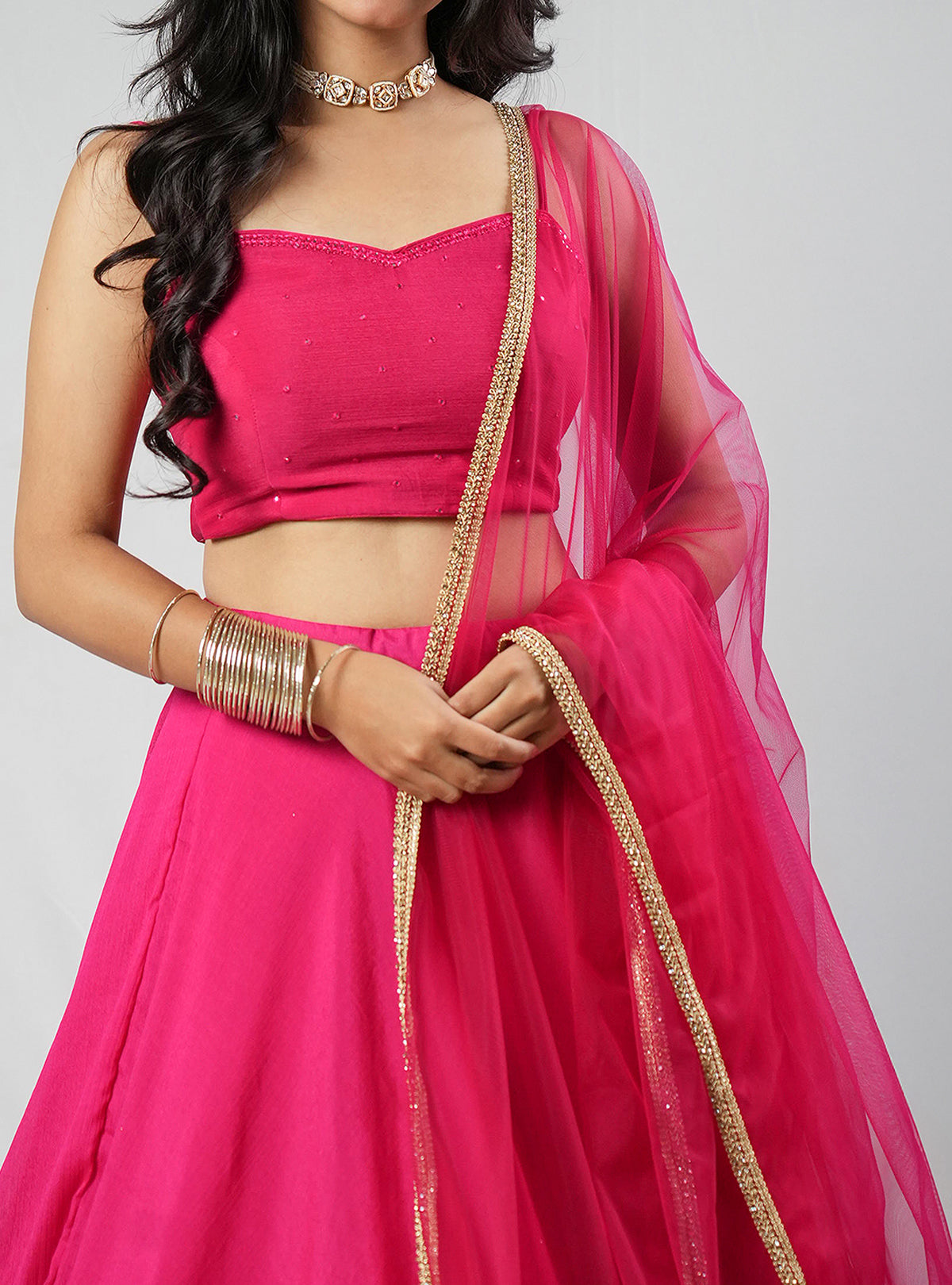 Radha - Pink Net Dupatta