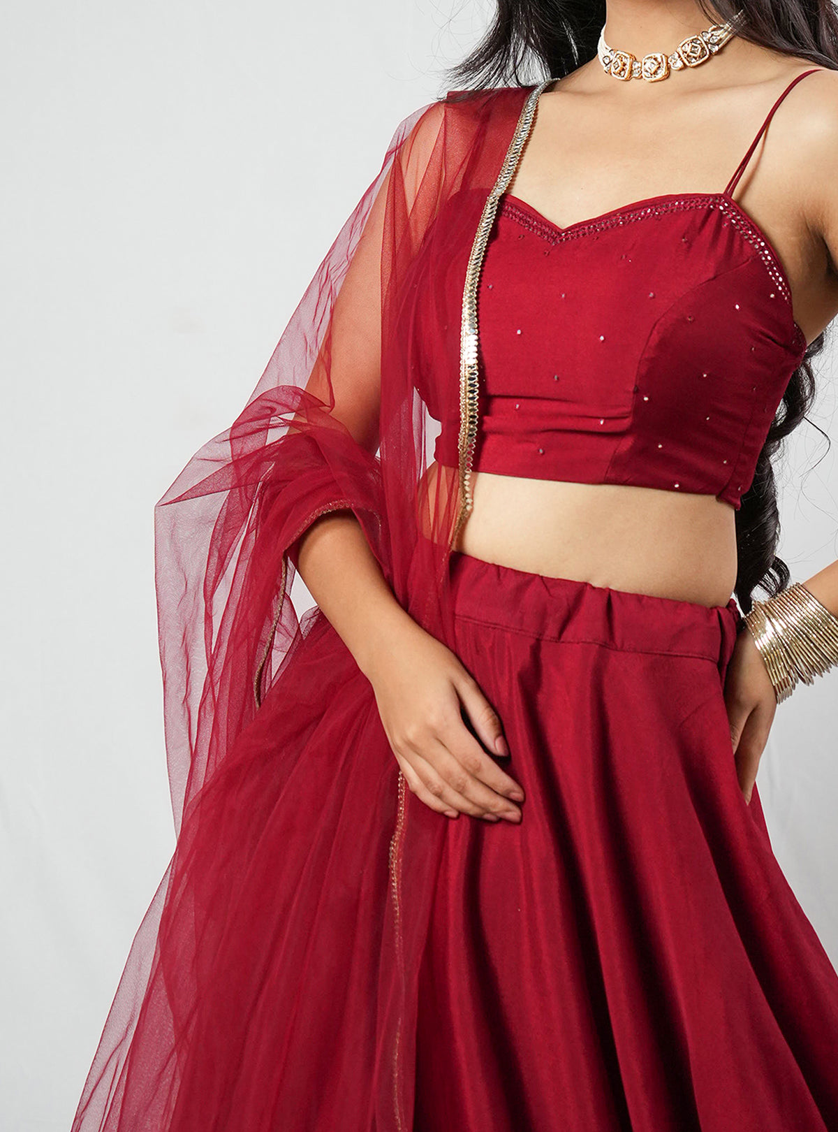 Rangrez - Deep Red Net Dupatta