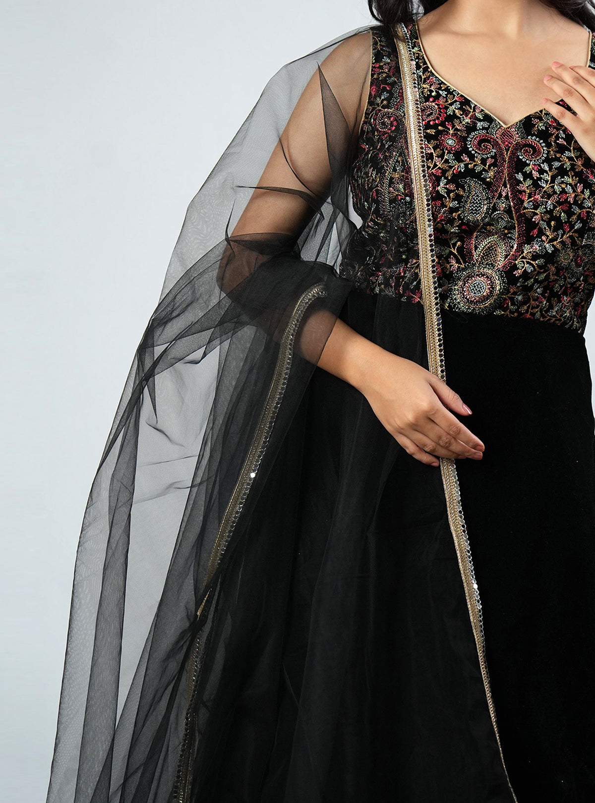 Khwab - Black Net Dupatta