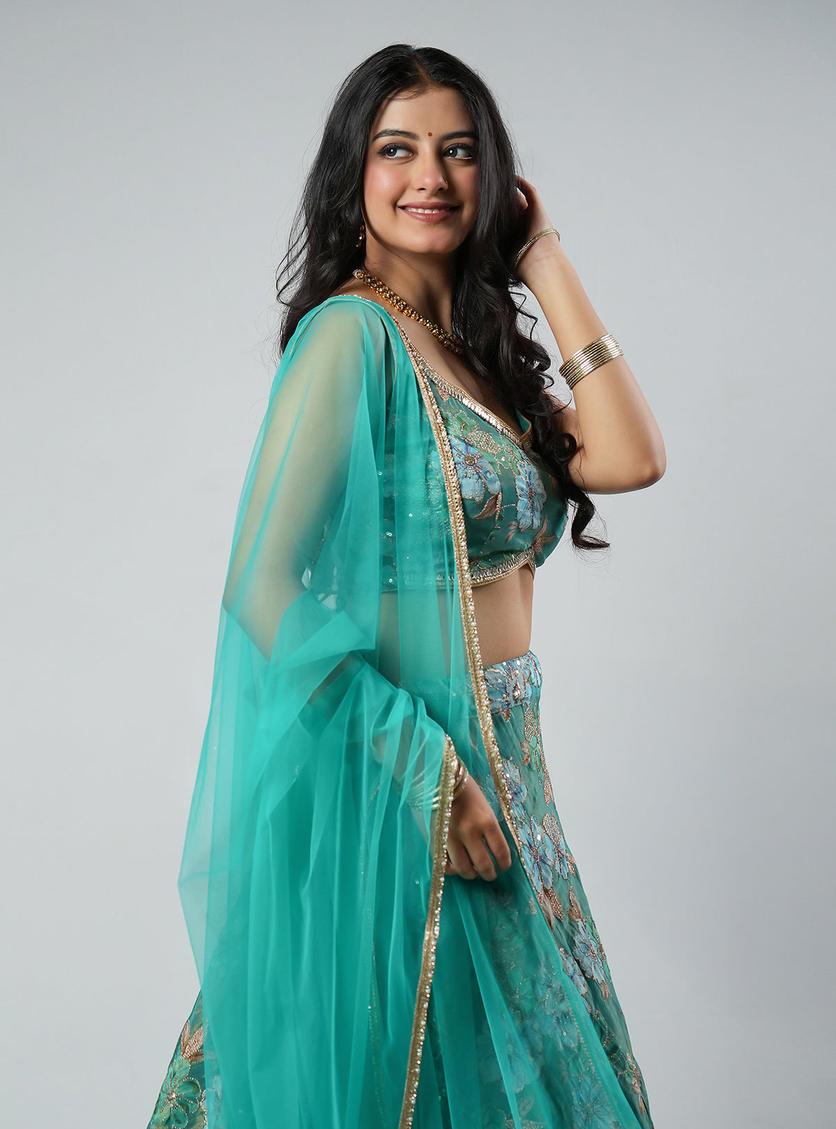 Bahara - Teal Net Dupatta
