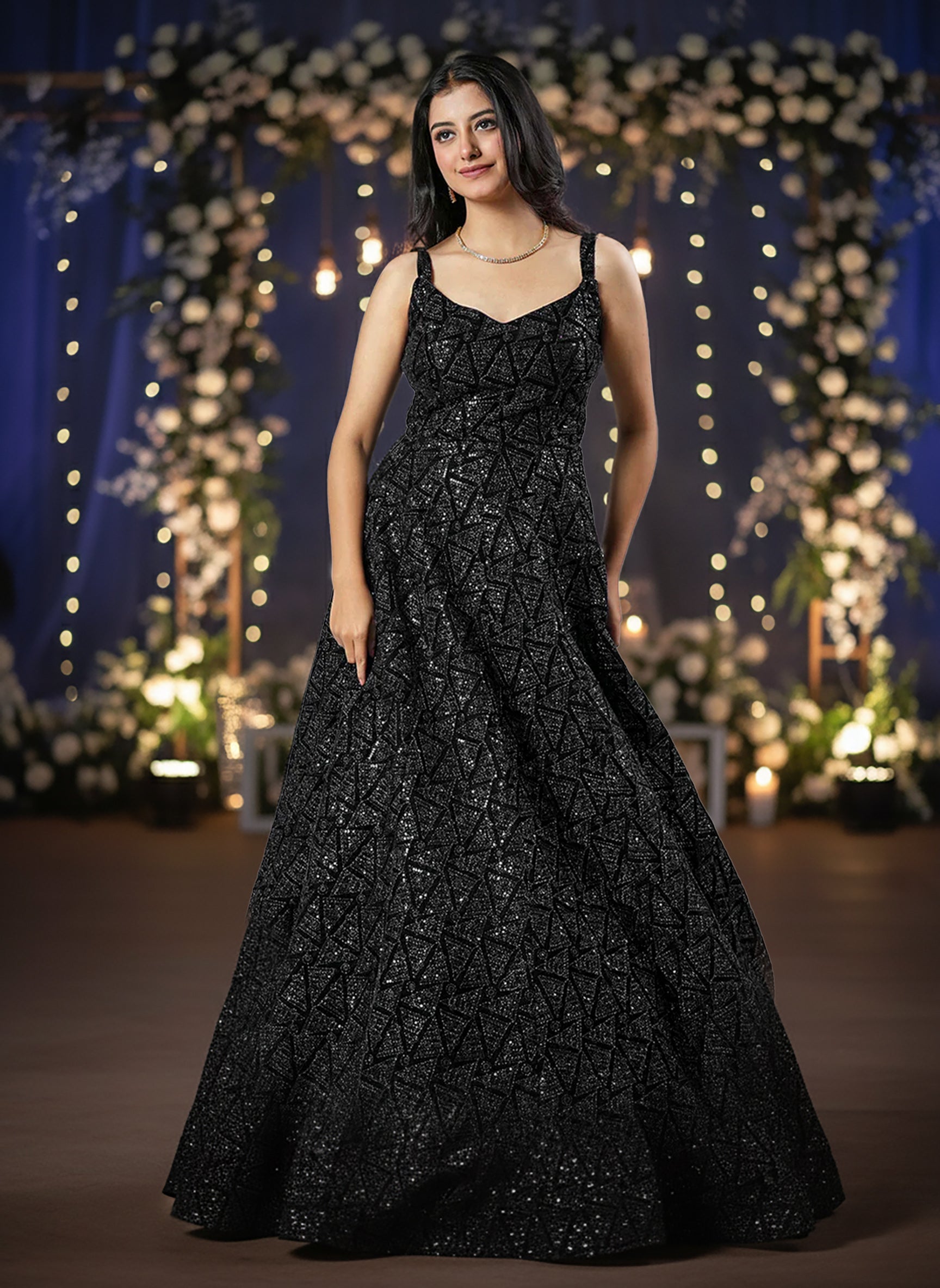 Saira - Black Shimmer Gown